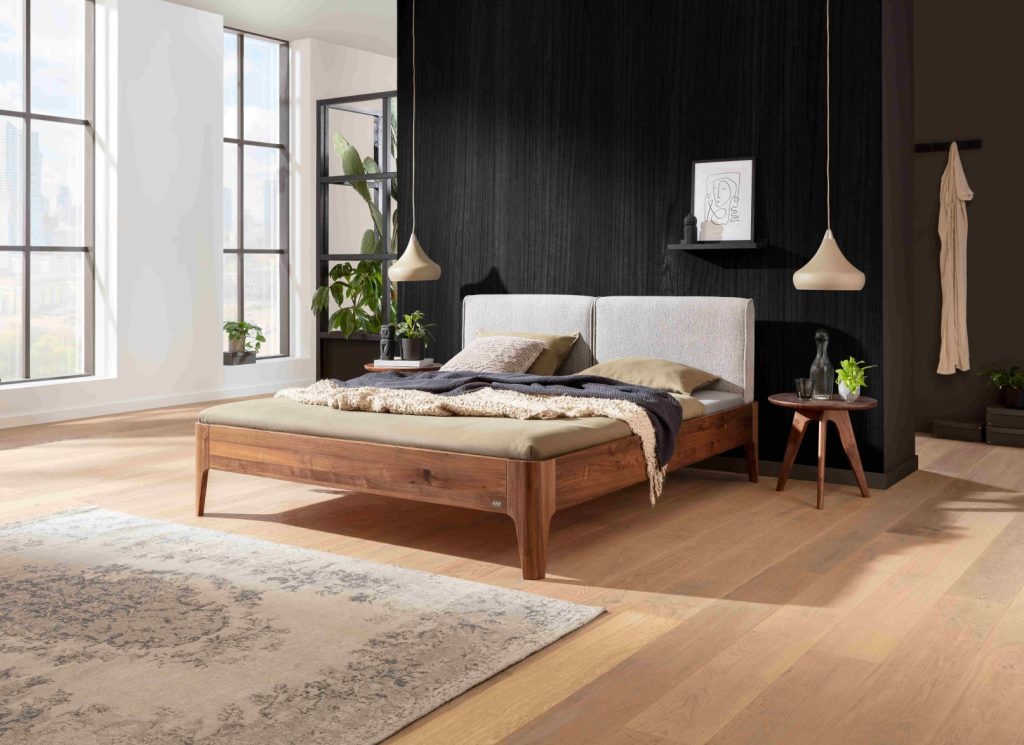 Cadre de lit Hasena - Fine Line - Pieds Xylo et tête de lit Cemoa