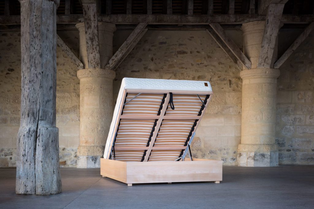 Lit coffre Bibo Hêtre Massif ouvert