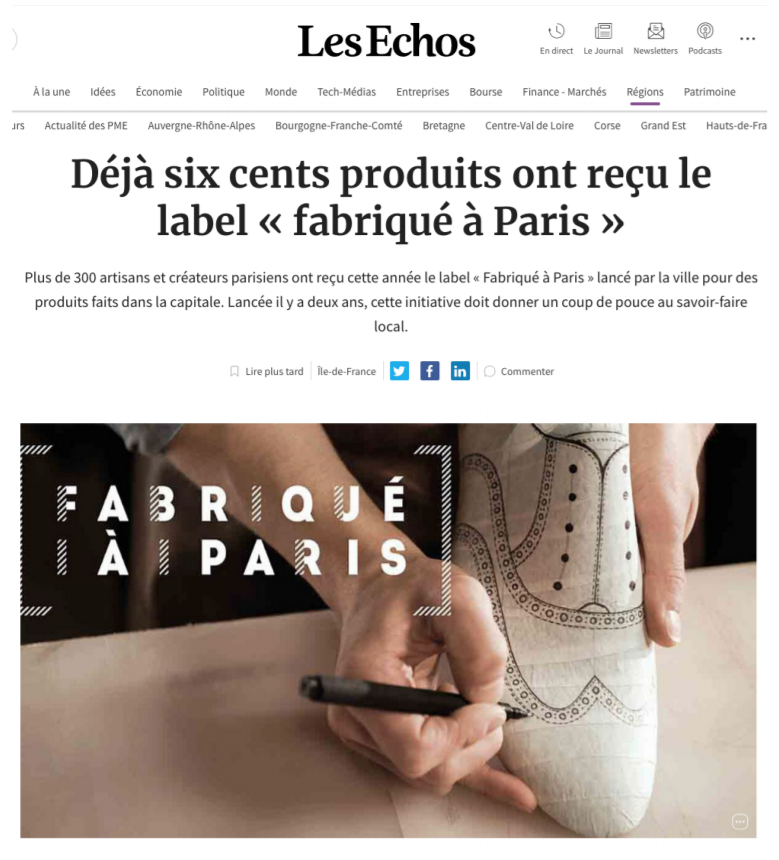 Article de presse magazine Les echos Page 1