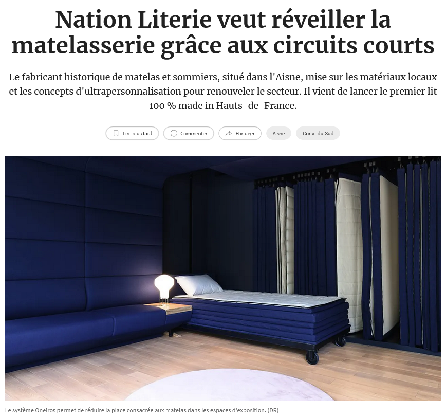 Nation Literie - Article de presse dans le magazine les échos page 1