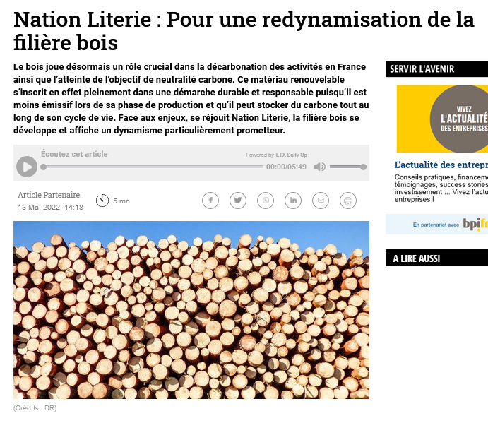 Article de presse magazine la tribune Page 1