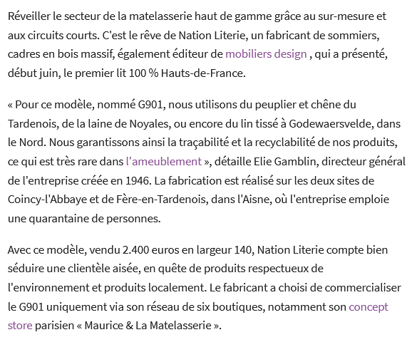 Nation Literie - Article de presse dans le magazine les échos page 2