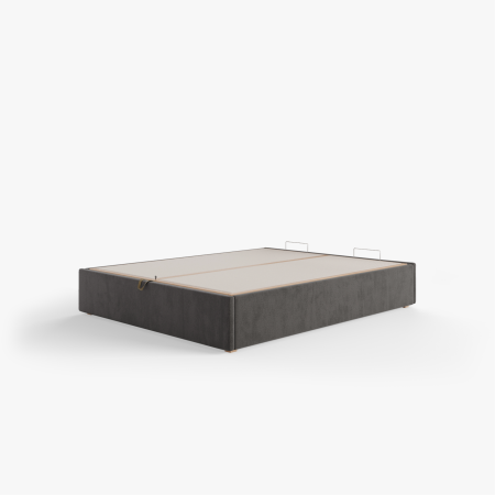 Lit coffre CARO fermé- Tissu Velours Lavable - Amara Elephant