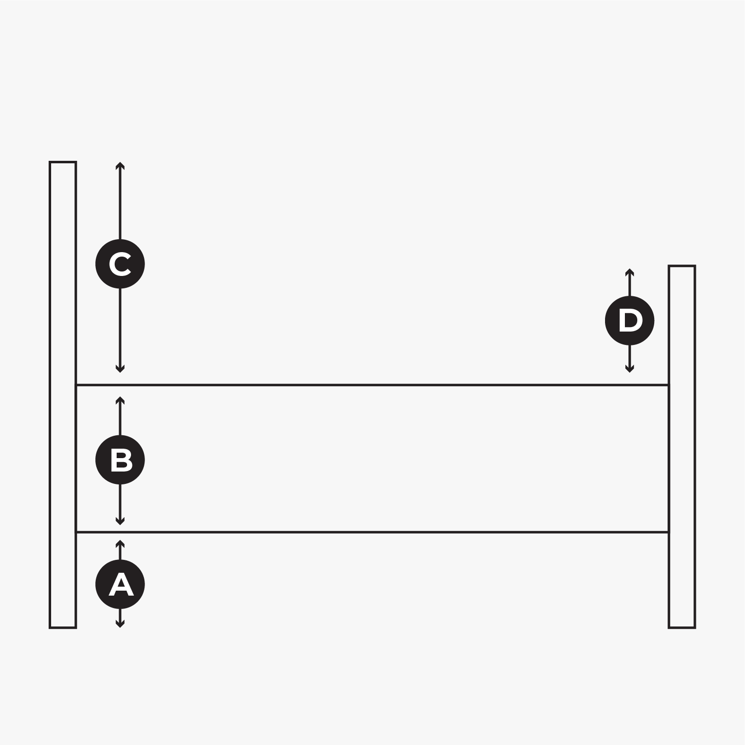 Cotes A B C D Gris Lit sur Chant Sur Mesure (Hêtre Massif)