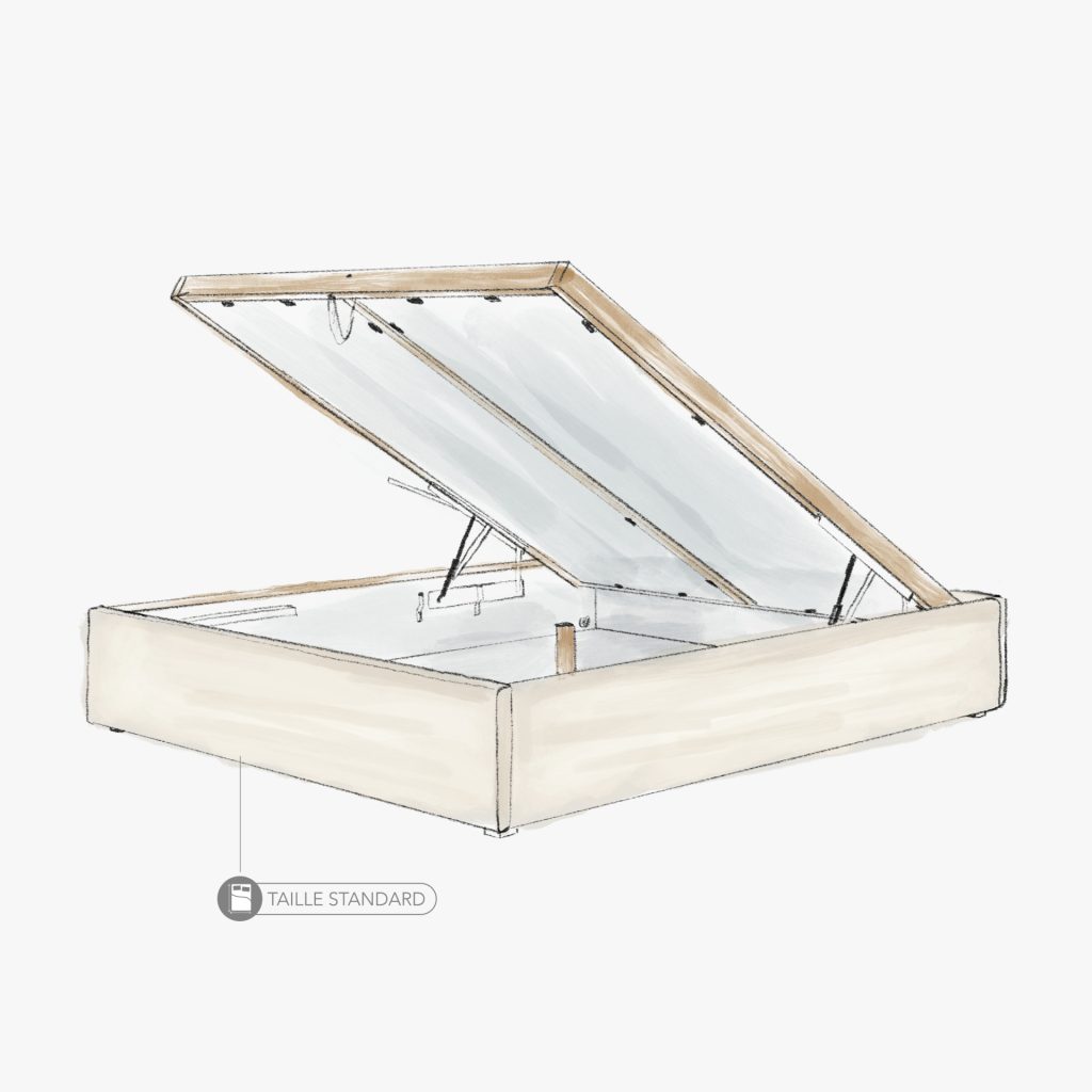 Lit Coffre Tissu COINCY (Bouclette) 7 Lit coffre Coincy Tissu Bouclette - Sans tête de lit