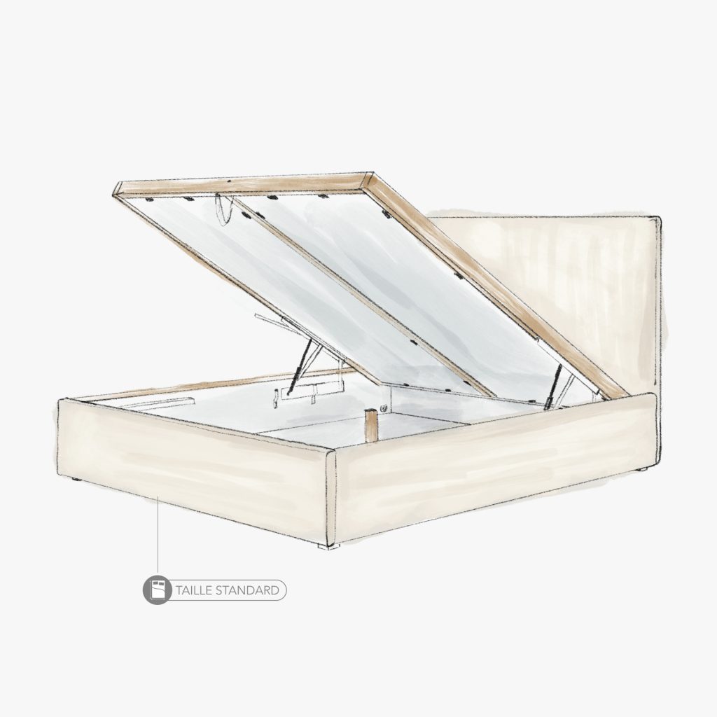 Lit Coffre Tissu COINCY (Bouclette) 1 Lit coffre Coincy Tissu Bouclette