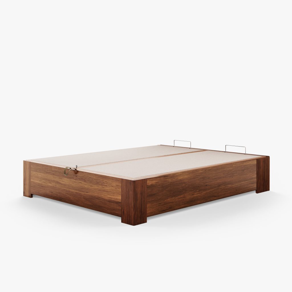 Lit Coffre Bois Massif Charme JABO 2 Lit coffre JABO Charme Teinté - Fermé