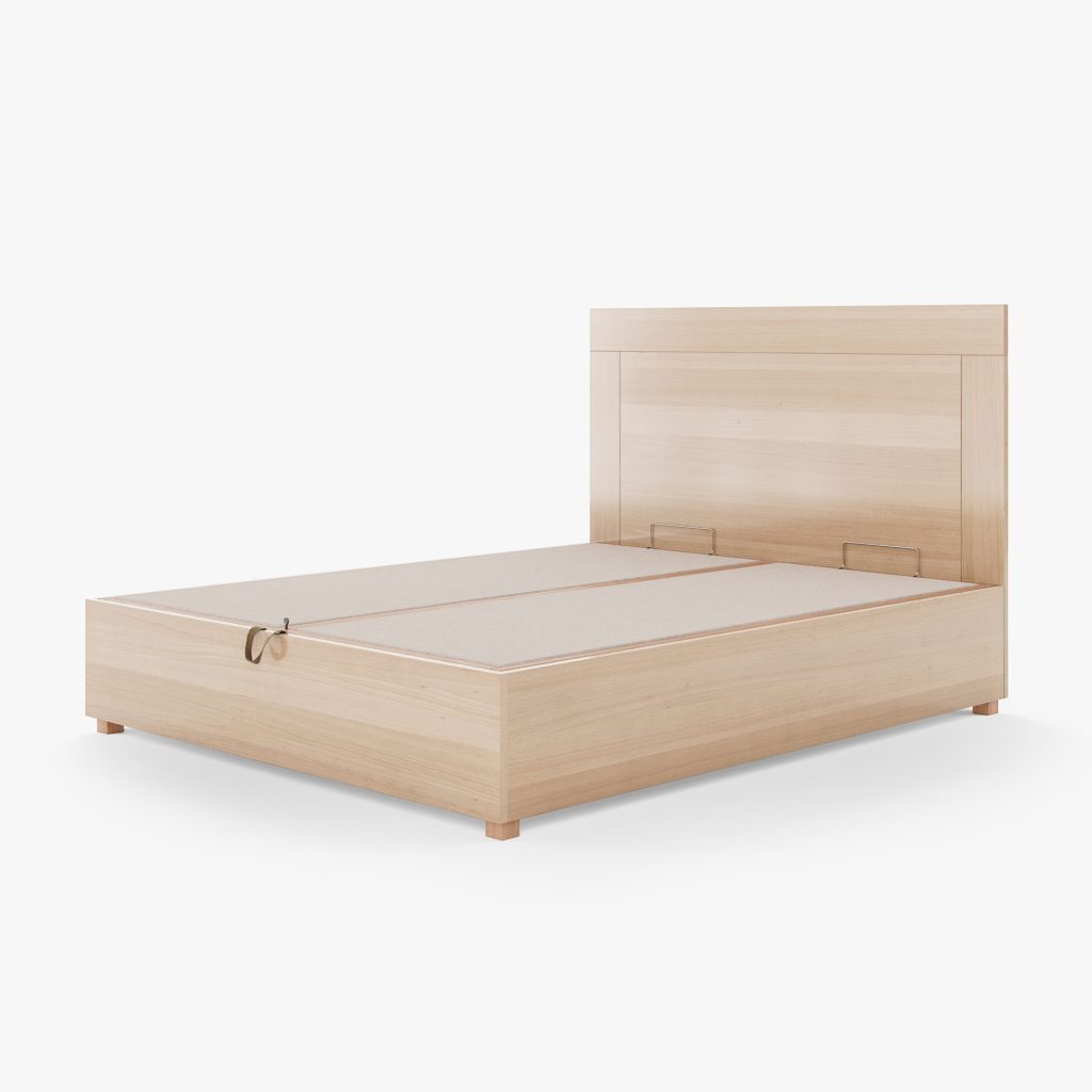 Lit Coffre Bois Massif Hêtre NINO 2 Lit coffre NINO Hêtre massif - Fermé