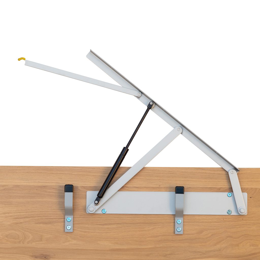 Lit Coffre Bois Massif Merisier Teinté JANO 9 Vérins d'un lit coffre en chêne massif vernis naturel