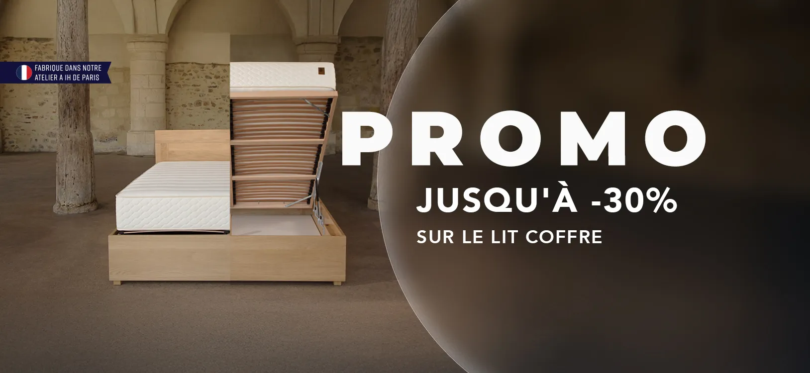 03.10.25 NL BANNER PROMO L COFFRE 30 LP DESK converted Lit coffre Bois Massif