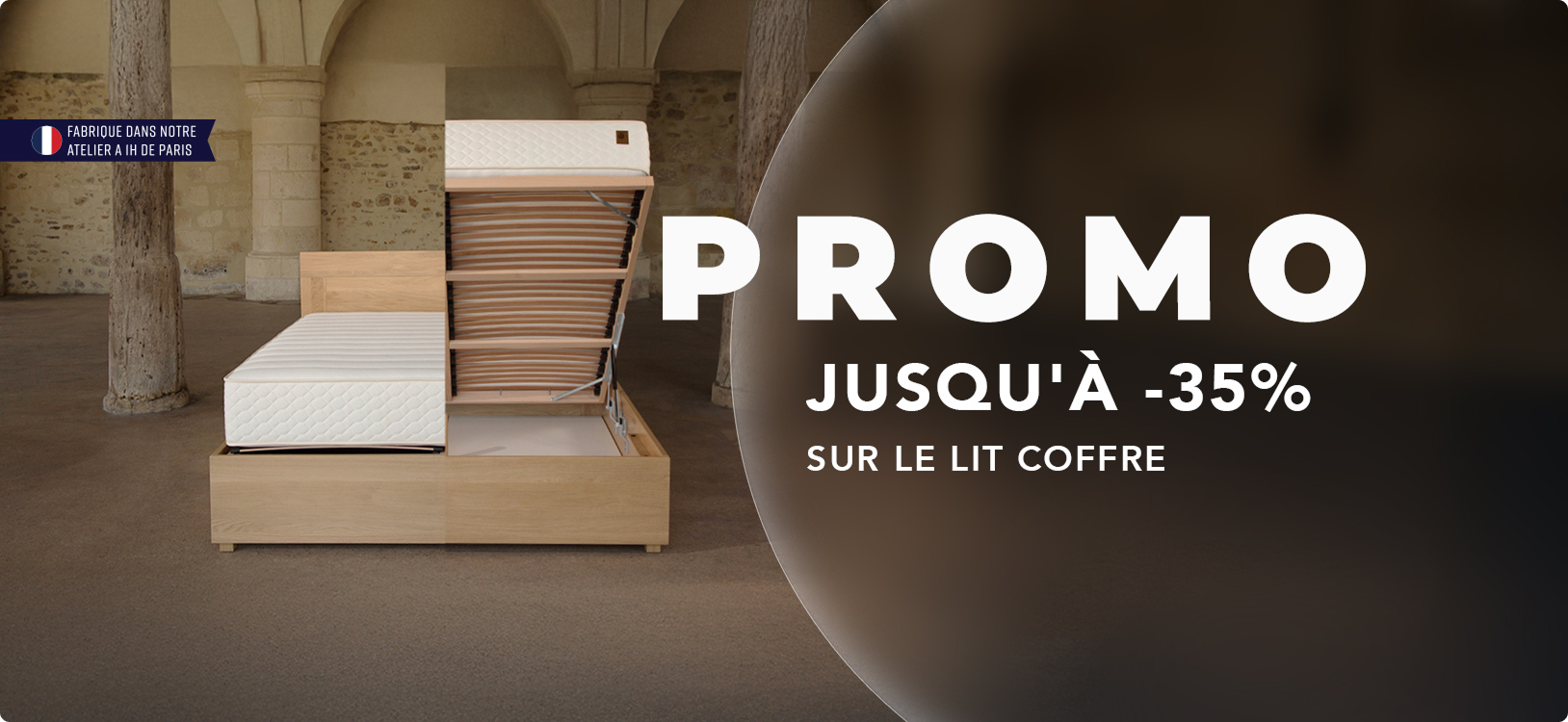 BANNER PRINCIPAL BOIS 9 Lit coffre Bois Massif