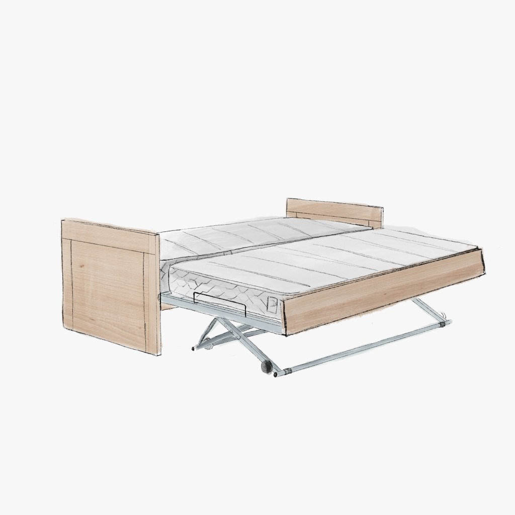 MED ILUSTRA GIGOGNE PULL UP HETRE Canapé Convertible Gigogne (Hêtre / Merisier Massif)