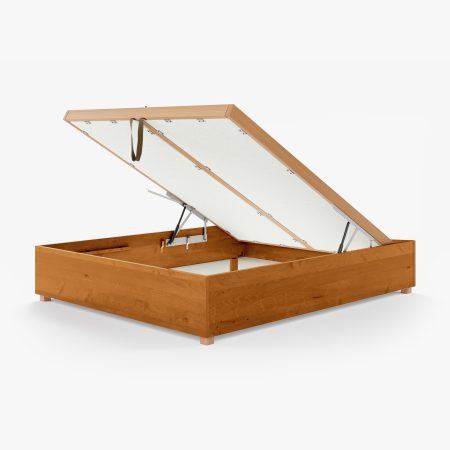 Lit coffre BIBO en Merisier Teinté (Ouvert) - Sans tête de lit