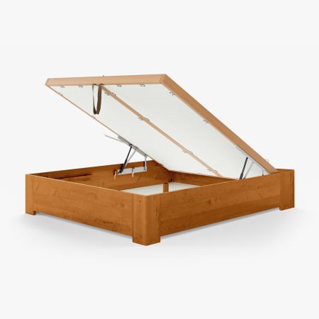 Lit coffre JABO en Merisier Teinté (Ouvert) - Sans tête de lit